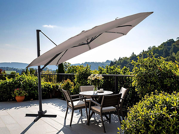 Parasol déportée 3 x 3 m inclinable 5 positions Taupe - Jardideco
