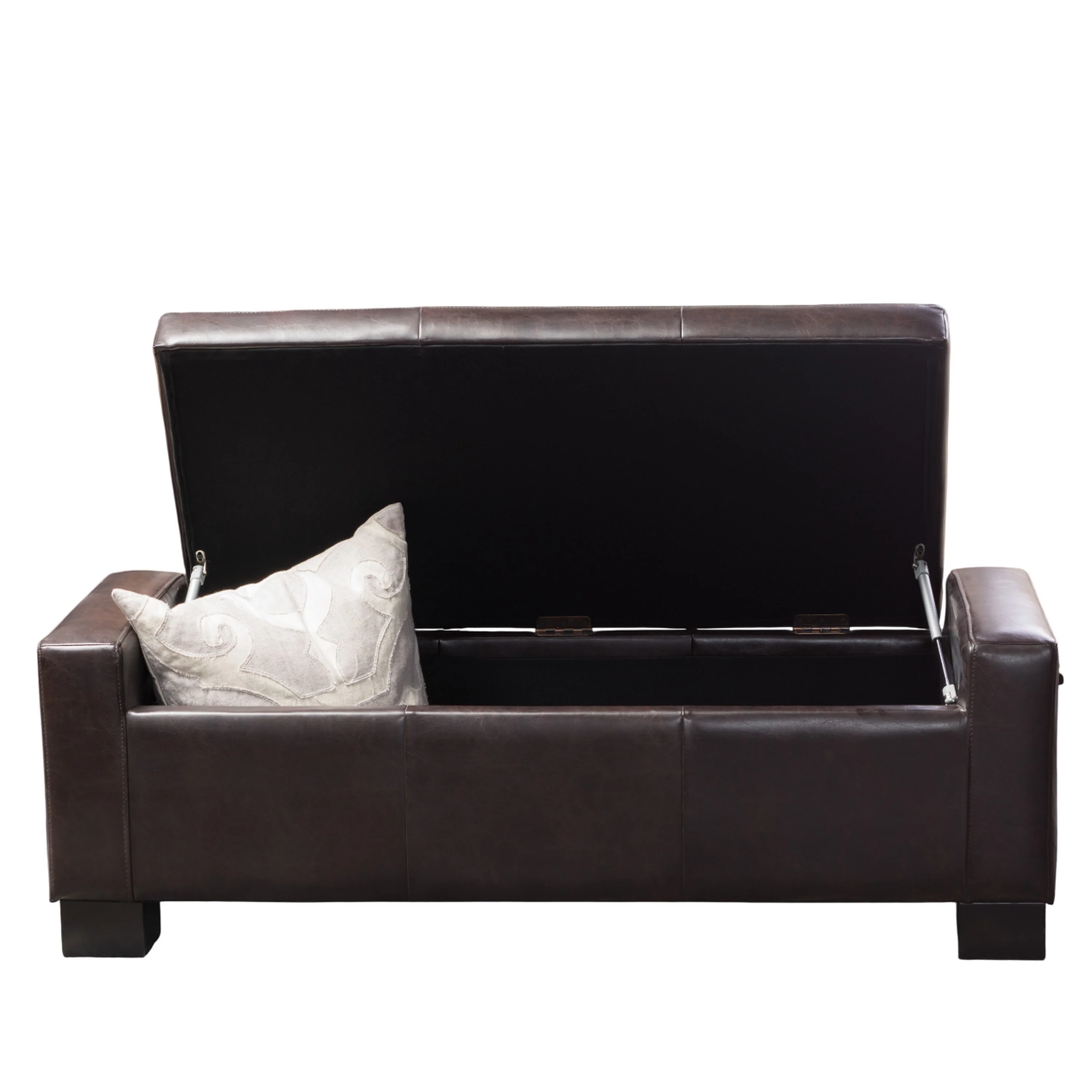 Liani Ottoman Bench, Built-In Storage, 50 Inch Brown Bonded Leather