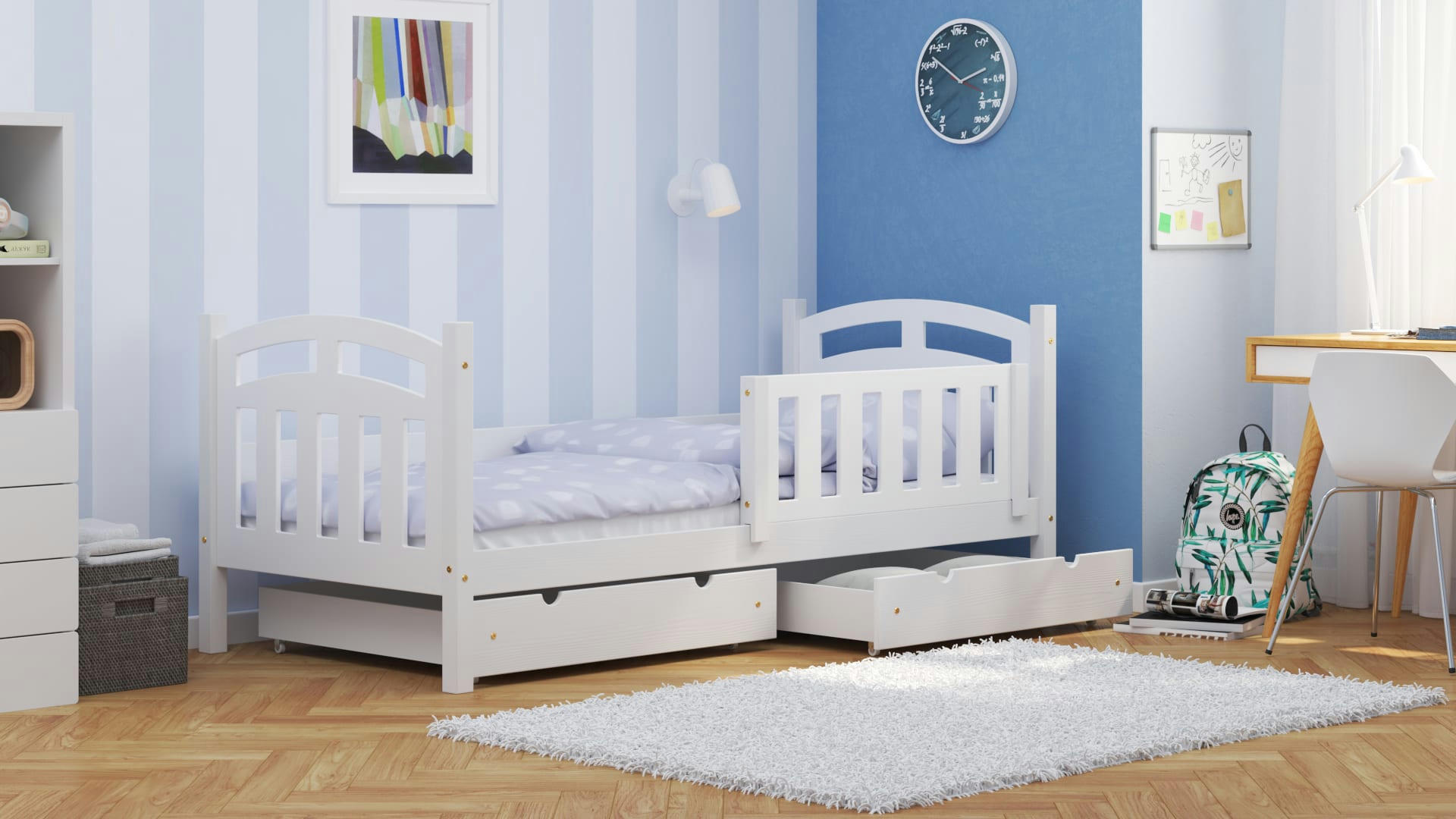 - Lit simple en pin massif&MDF 190x90 blanc