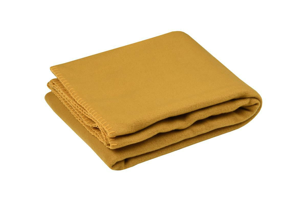 Koc CARLTON 125x150 cm musztardowy polarowy