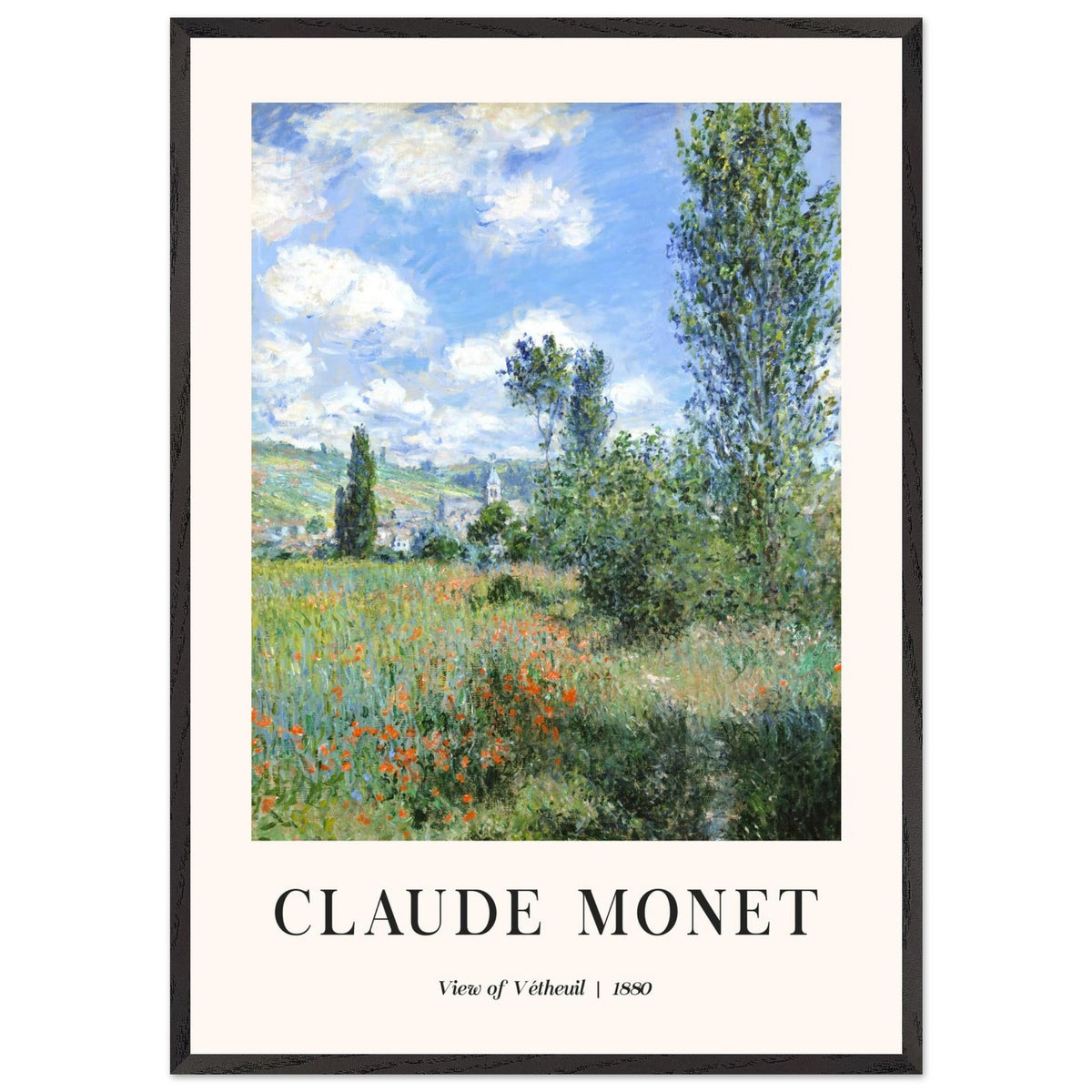 Artfulprints Poster met Lijst Claude Monet - View of Vétheuil II  - 70x100 cm - Groen