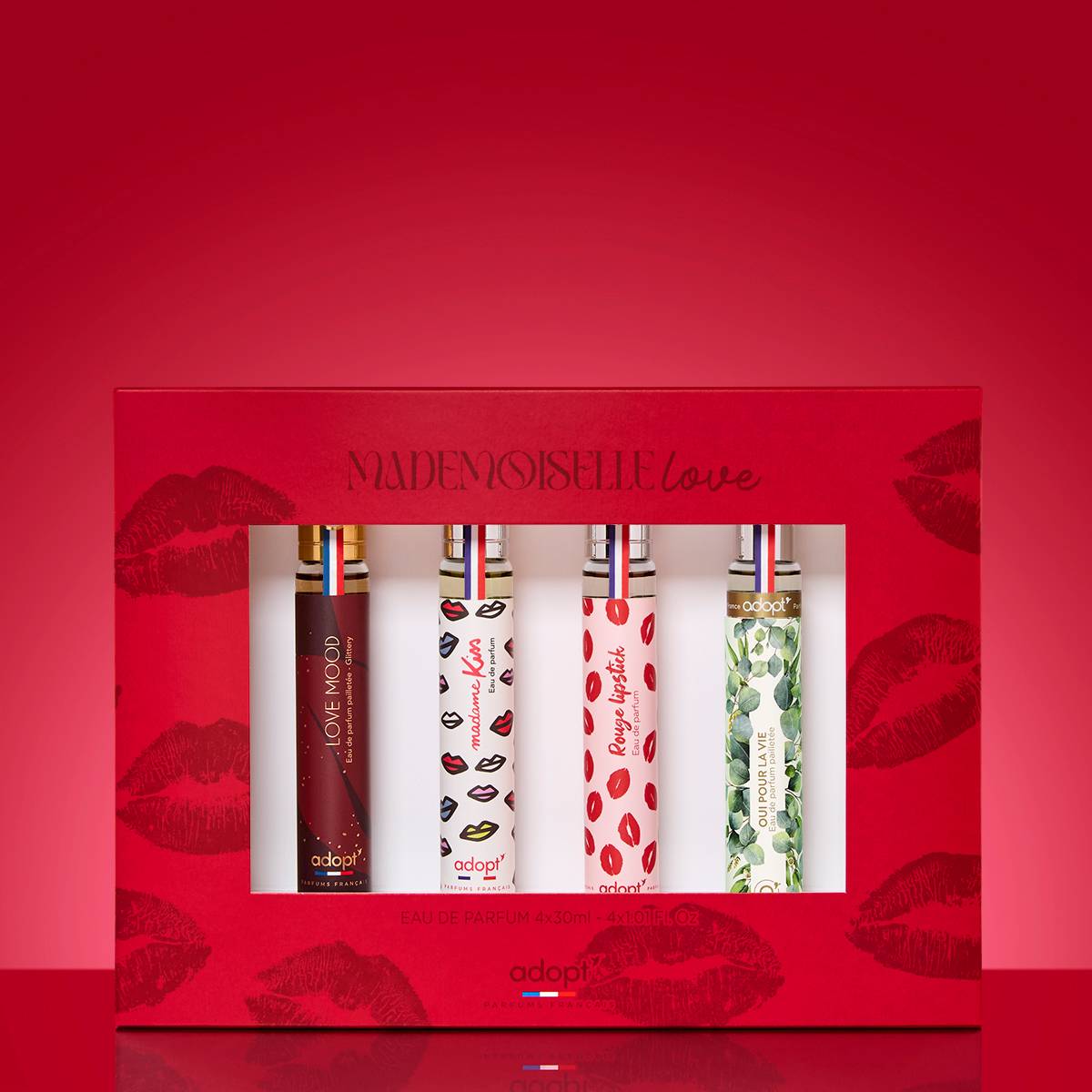 Mademoiselle LoveCoffret 4 x eaux de parfum 30 ml Love mood   Madame kiss   Rouge lipstick   Oui pour la vie
