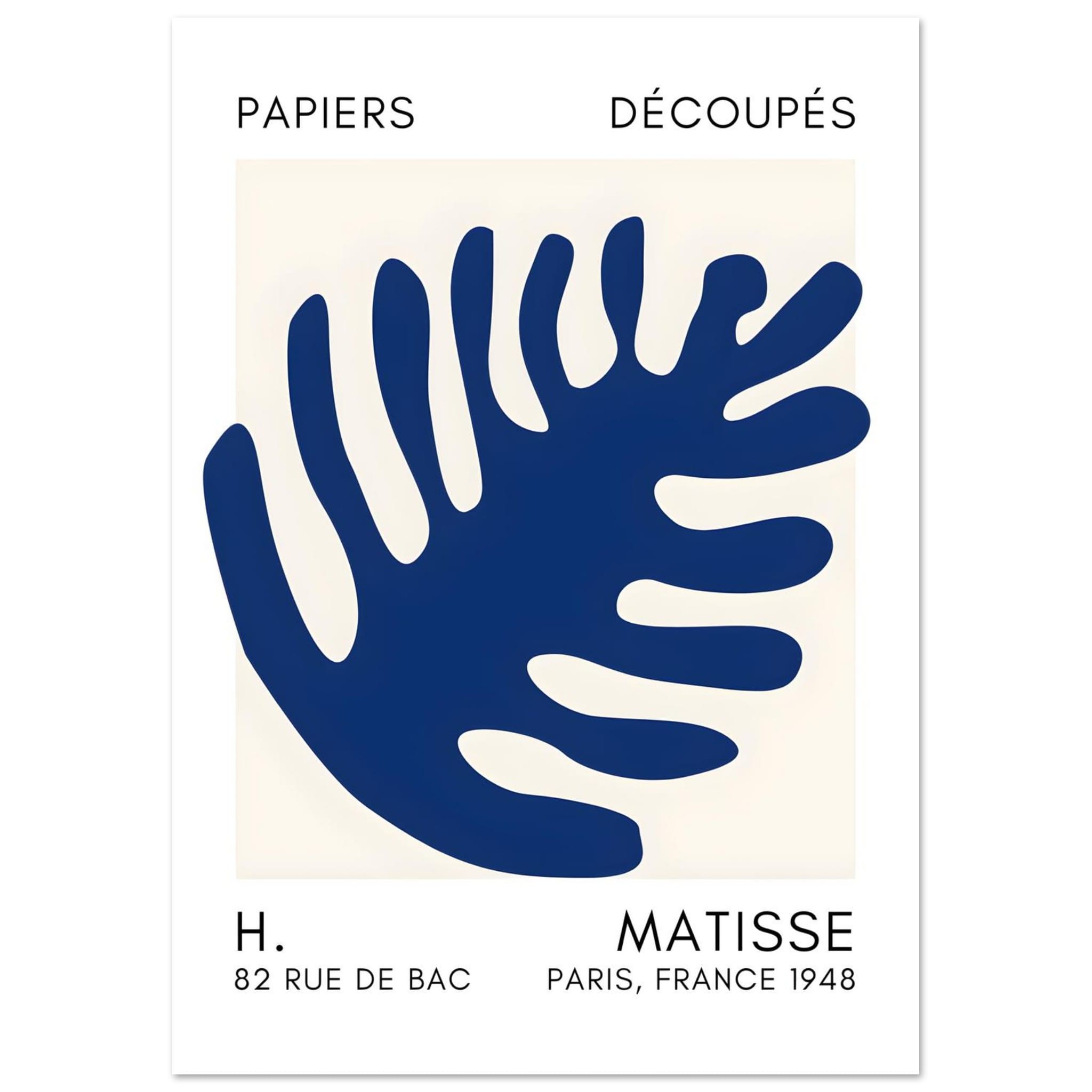 Artfulprints Poster Matisse – Coral bloom navy blue II  - A4 21x29.7 cm - Blauw