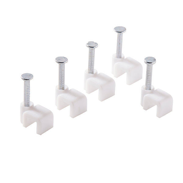 25 cavaliers pour câble électrique 2 fils 4 mm blanc
