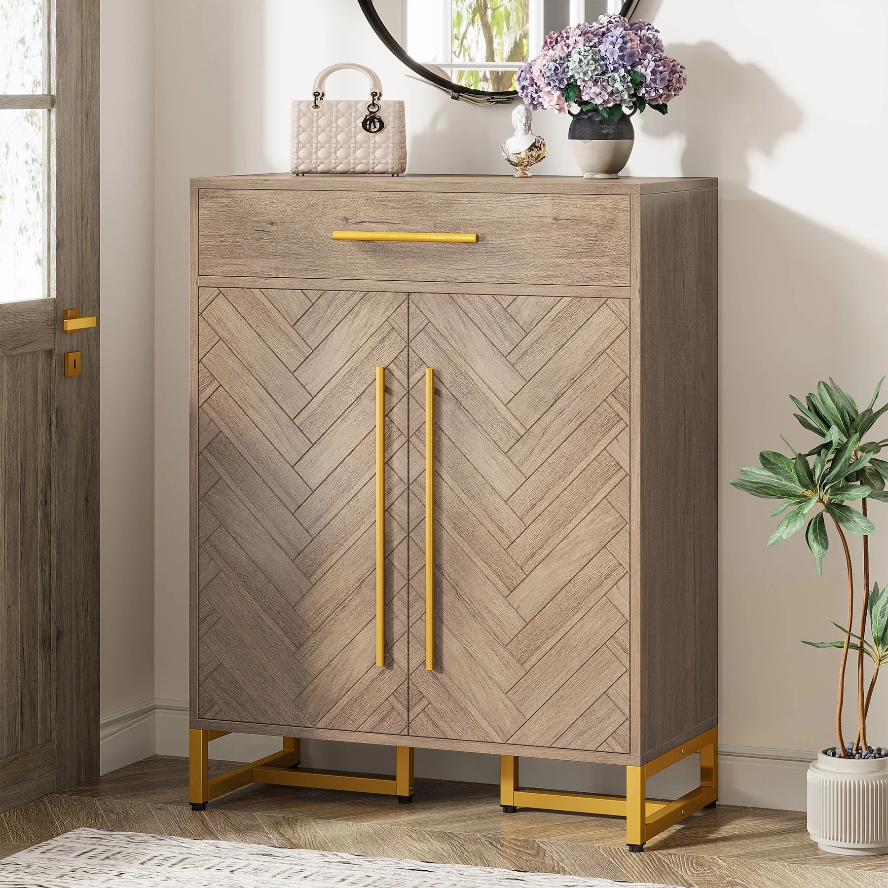 20 Pairs Modern Shoe Cabinet with Drawer for Entryway, Hallway - 31.5 W x 39.37 H x 15.75 D