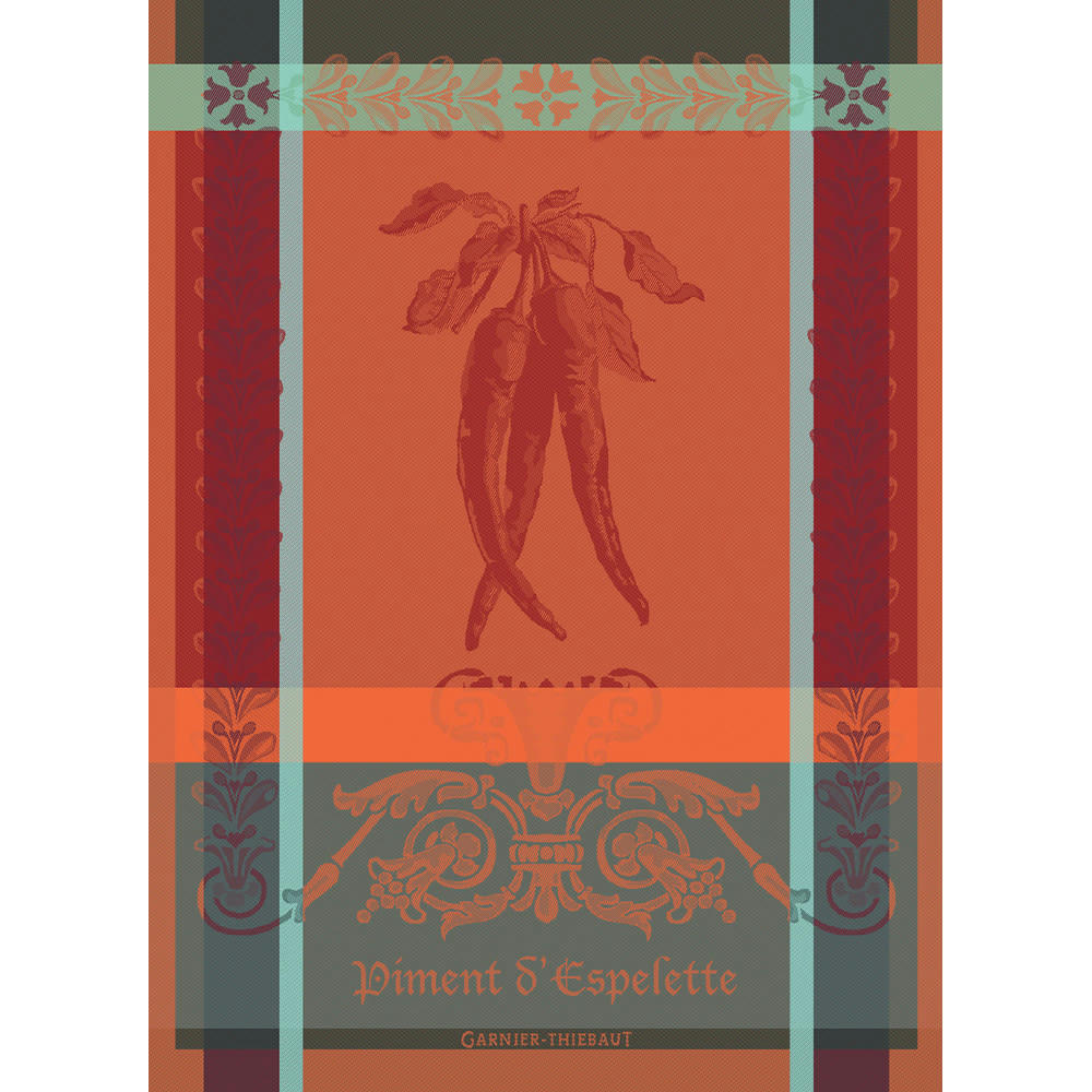 PIMENT D'ESPELETTE EPICES - Torchon  pur coton rouge 56x77