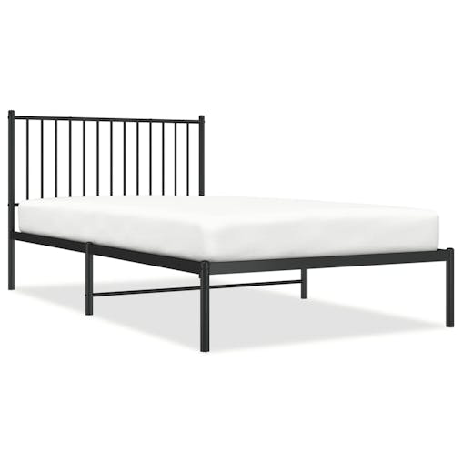 NNEVL Metal Bed Frame with Headboard Black 107x203 cm