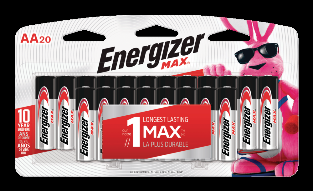 Energizer Max 20-pk AA Alkaline Batteries, Long Lasting, All Purpose