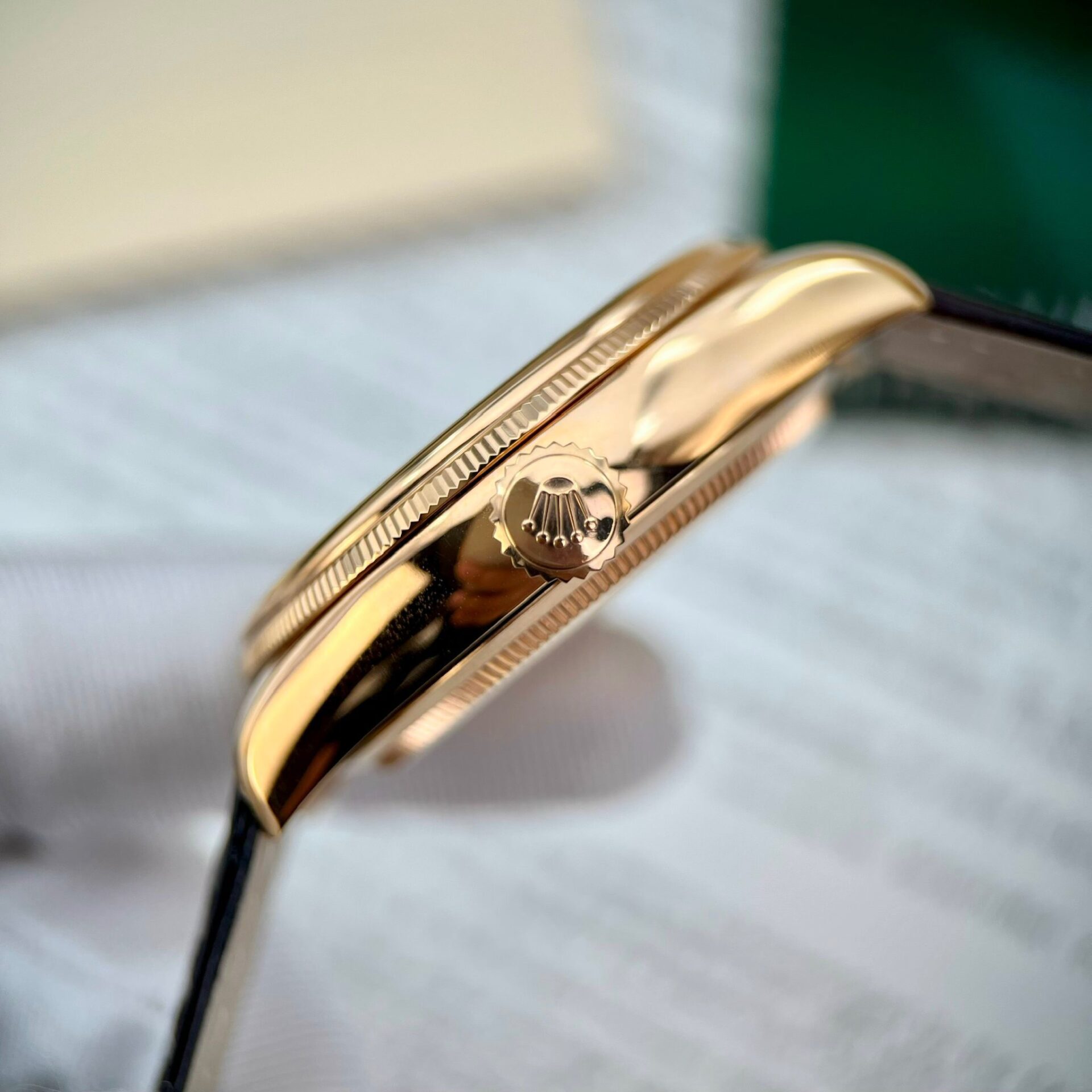 Rolex Cellini 50515 RG Plated White Dial 39mm Leather Super Clone
