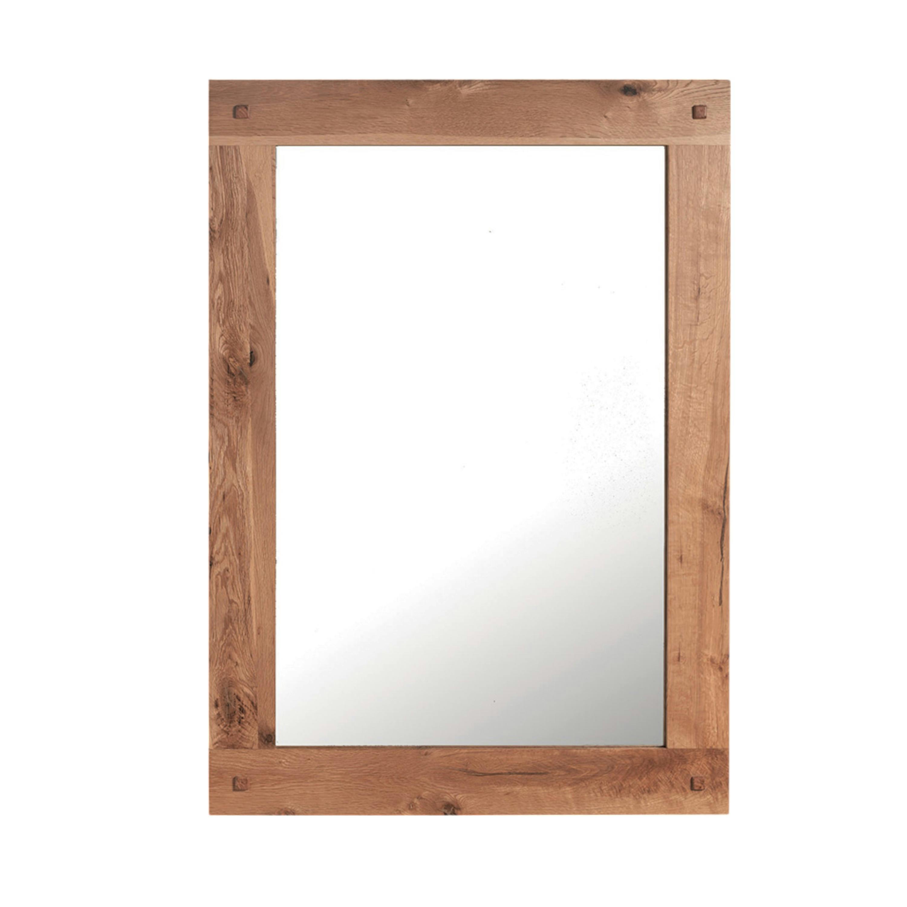 Miroir mural en bois naturel avec cadre épais - 110 cm FJORD