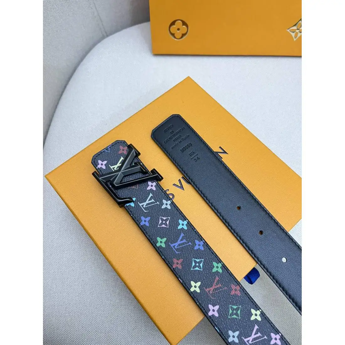Lv Top Layer Cowhide 24k Pure Steel Buckle Men's Belts