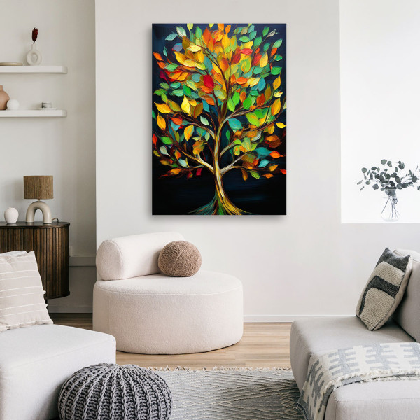 Feeby Obraz na płótnie, Drzewo Kolorowe Liście Abstrakcja 40x60