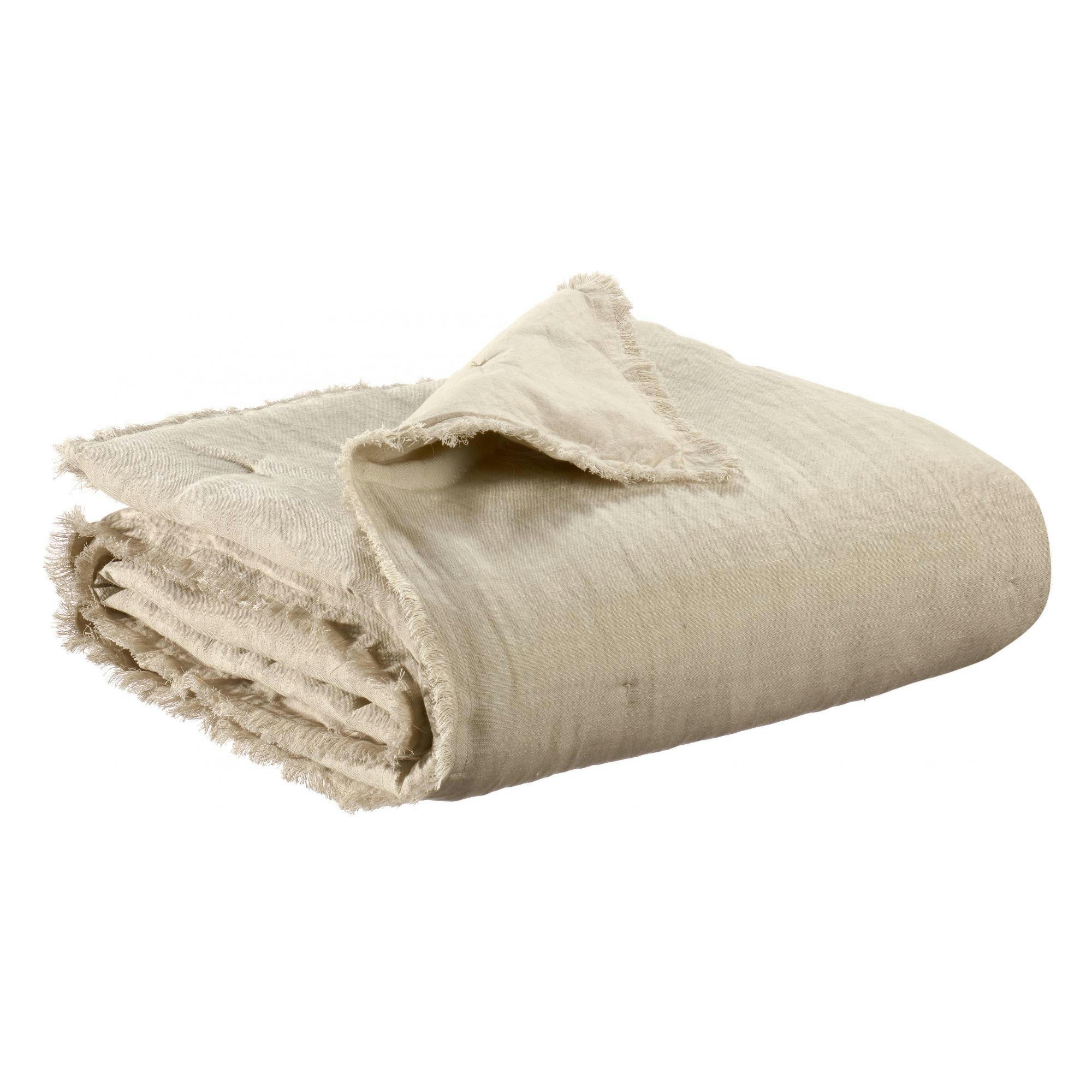 LALY - Plaid uni  en coton lin 135 x 200