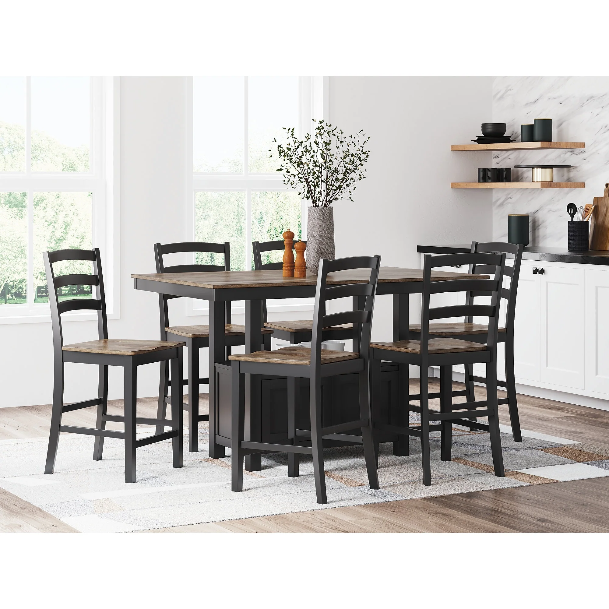 Signature Design by Ashley Wildenauer Brown/Black Rectangular Dining Counter Table - 60W x 38D x 36H