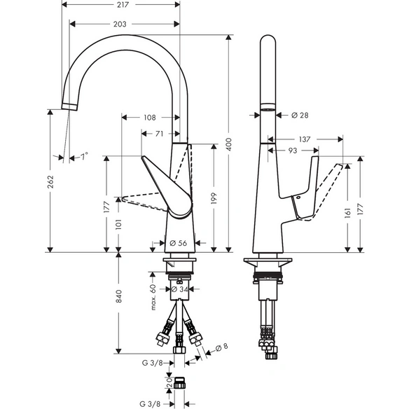 Armatur, »Talis M51«, rund, chromfarben, Ausladung 24,5 cm