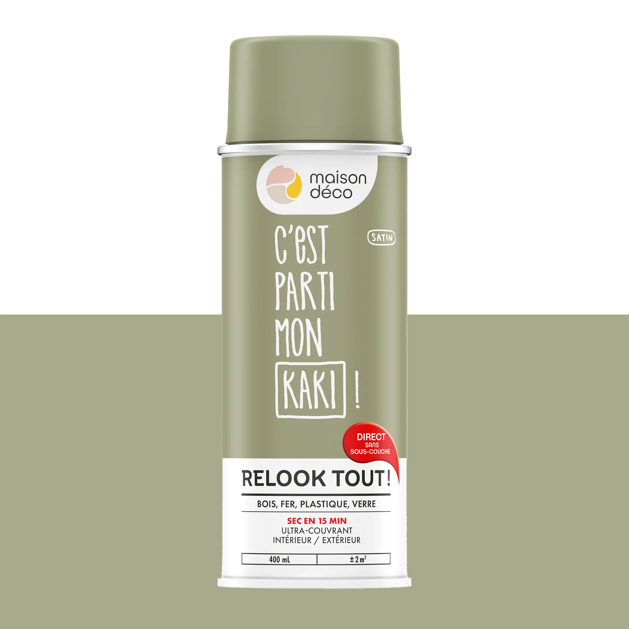 Relook tout aérosol Peinture Bombe de peinture kaki Satiné 0,4 L