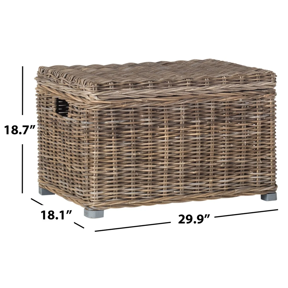 SAFAVIEH Helen Grey Natural Rattan Storage Trunk - 29.9 x 18.1 x 18.7 - 30Wx18Dx19H