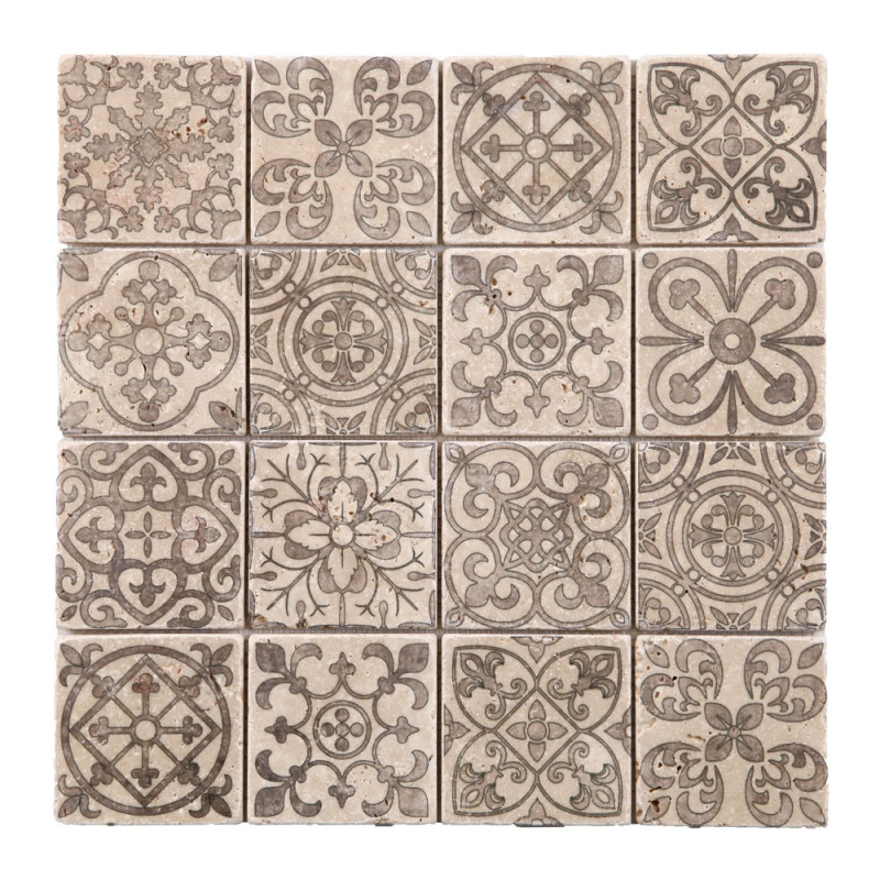Carrelage mosaïque gris et beige 30,5 x 30,5 cm