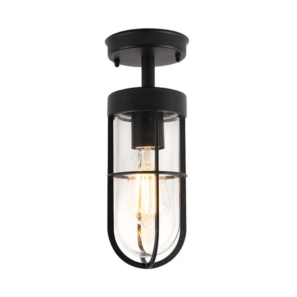 Qazqa plafondlamp elza zwart e27