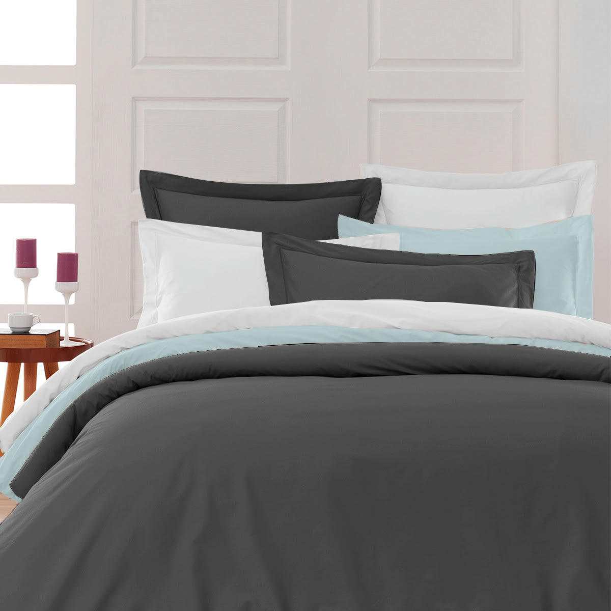 SOFT PERCALE - Lot de 2 taies d'oreiller en percale de coton nuage 65x65 cm