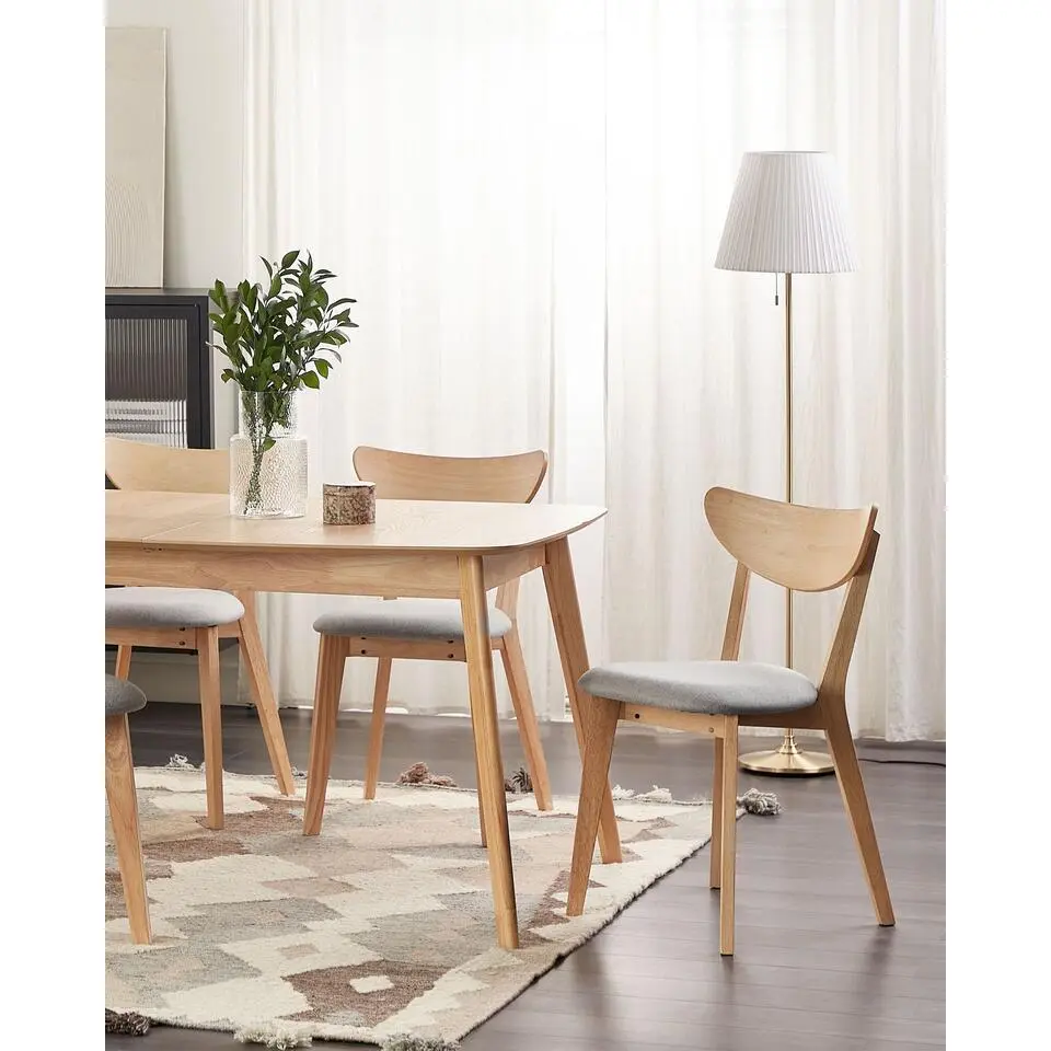 ERIE - Eetkamerstoel set van 2 - Lichtbruin - Rubberhout