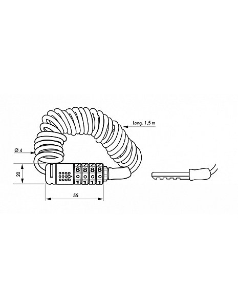 Antivol de trottinette électrique à code, câble acier gainé PVC, longueur 1.5m, diamètre 4mm, 4 chiffres - THIRARD