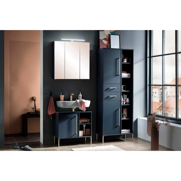 Hochschrank »Kent«, BxHxL: 33 x 184,3 x 67,1 cm, mitternachtsblau, Holzwerkstoff melaminbeschichtet