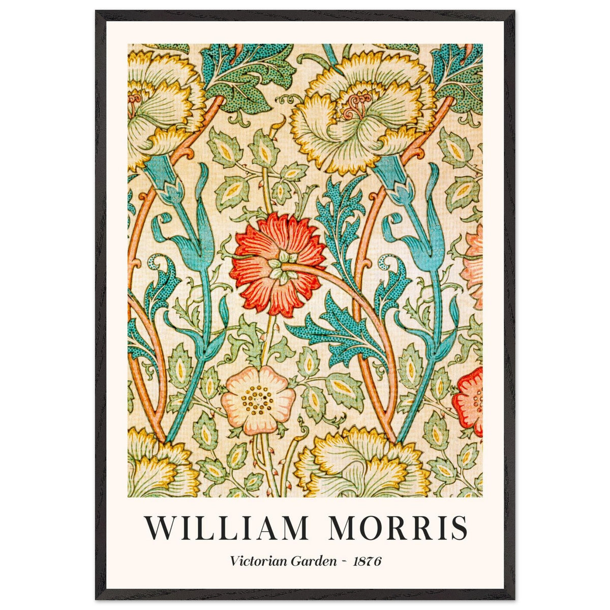 Artfulprints Poster met Lijst William Morris - Victorian garden 1876  - 70x100 cm - Groen