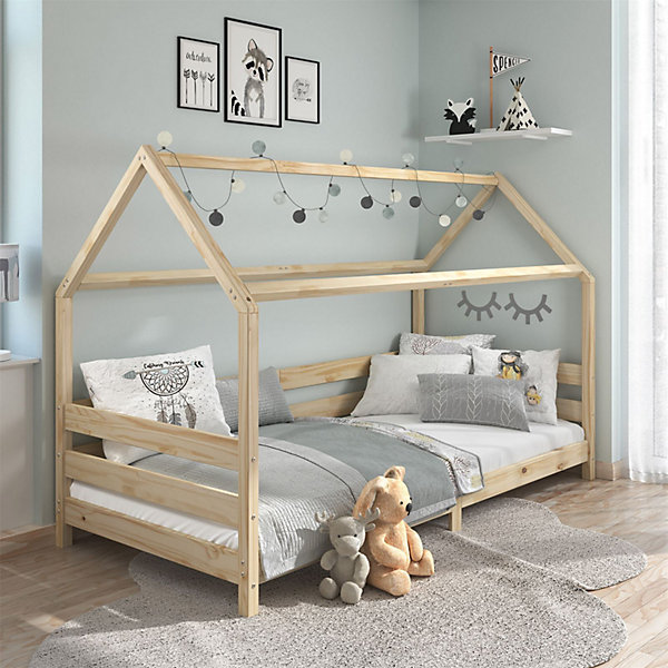 Lit cabane FINA 90 x 190 cm, en pin massif naturel