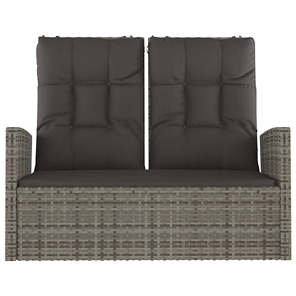 Banc de jardin meuble de patio resine gris Helloshop26