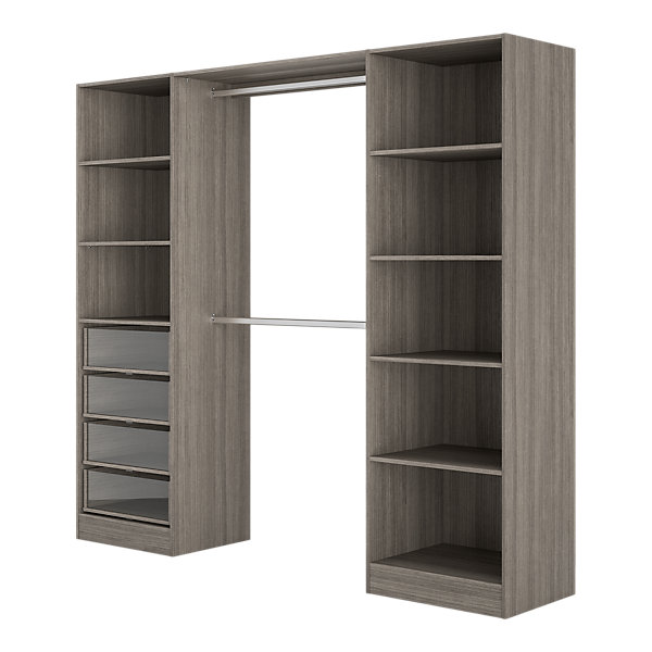 Kit dressing 2 colonnes Qazar décor chêne grisé H.200 cm x L.220 cm x P.48 cm