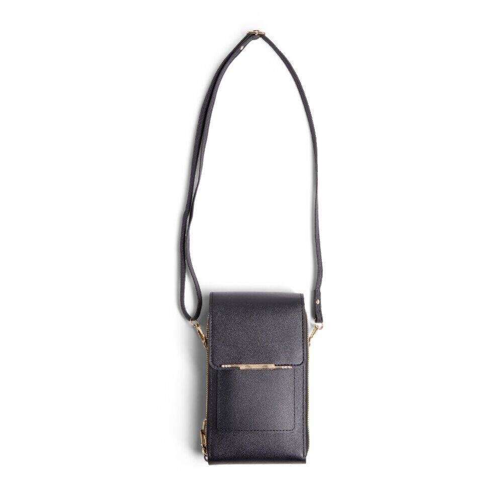 Pochette téléphone simple zip polyuréthane et métal
