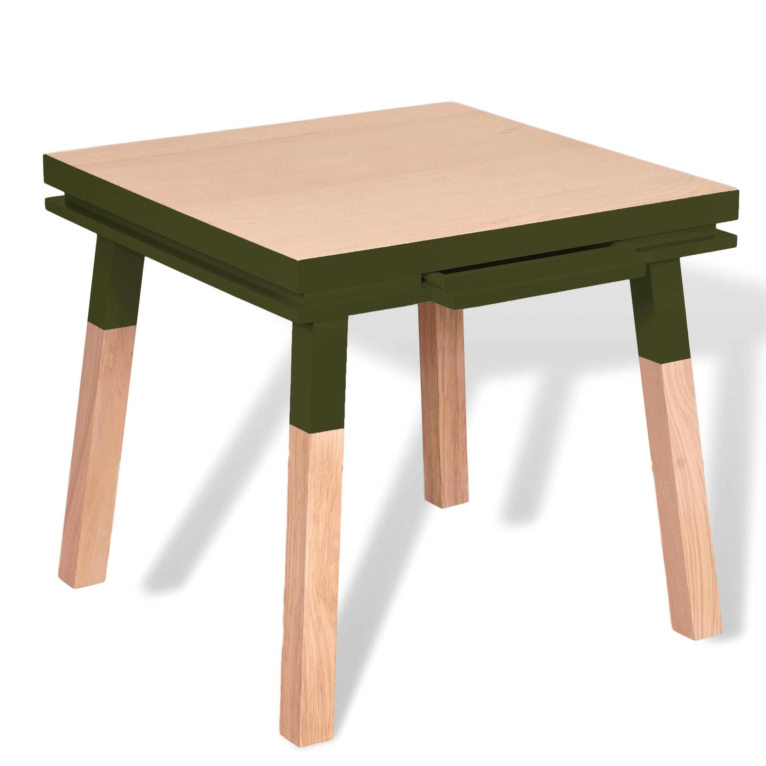 EGEE - Table de cuisine carrée avec tiroir 100 cm, 100% frêne massif