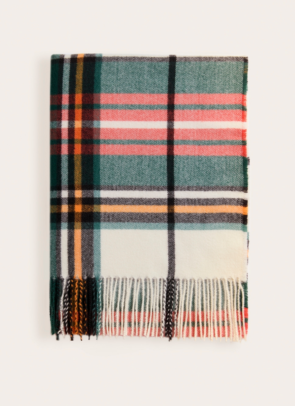 PLAID ÉCOSSAIS AVEC PORTE-PLAID IMITATION CUIR MULTICOLORE