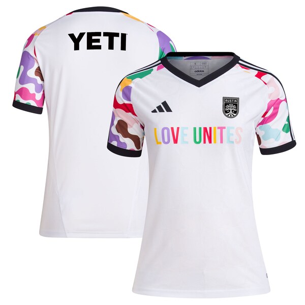 Austin FC adidas Women's 2024 Pride Pre-Match Top - White