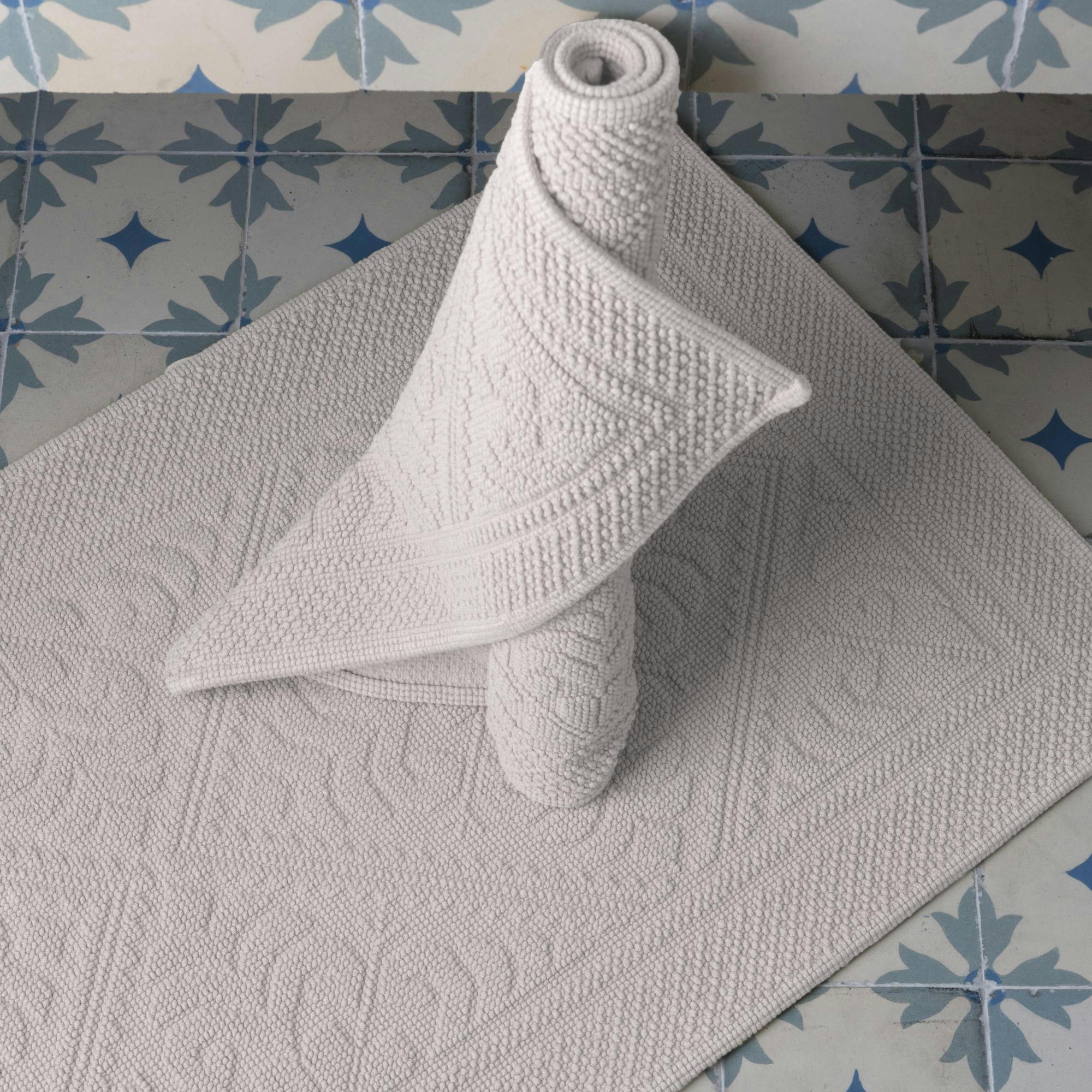 ENZO - Tapis de Bain  en coton ciment 54 x 64