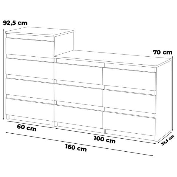 Komoda 10 szuflad szafka rtv stolik 160cm biały połysk