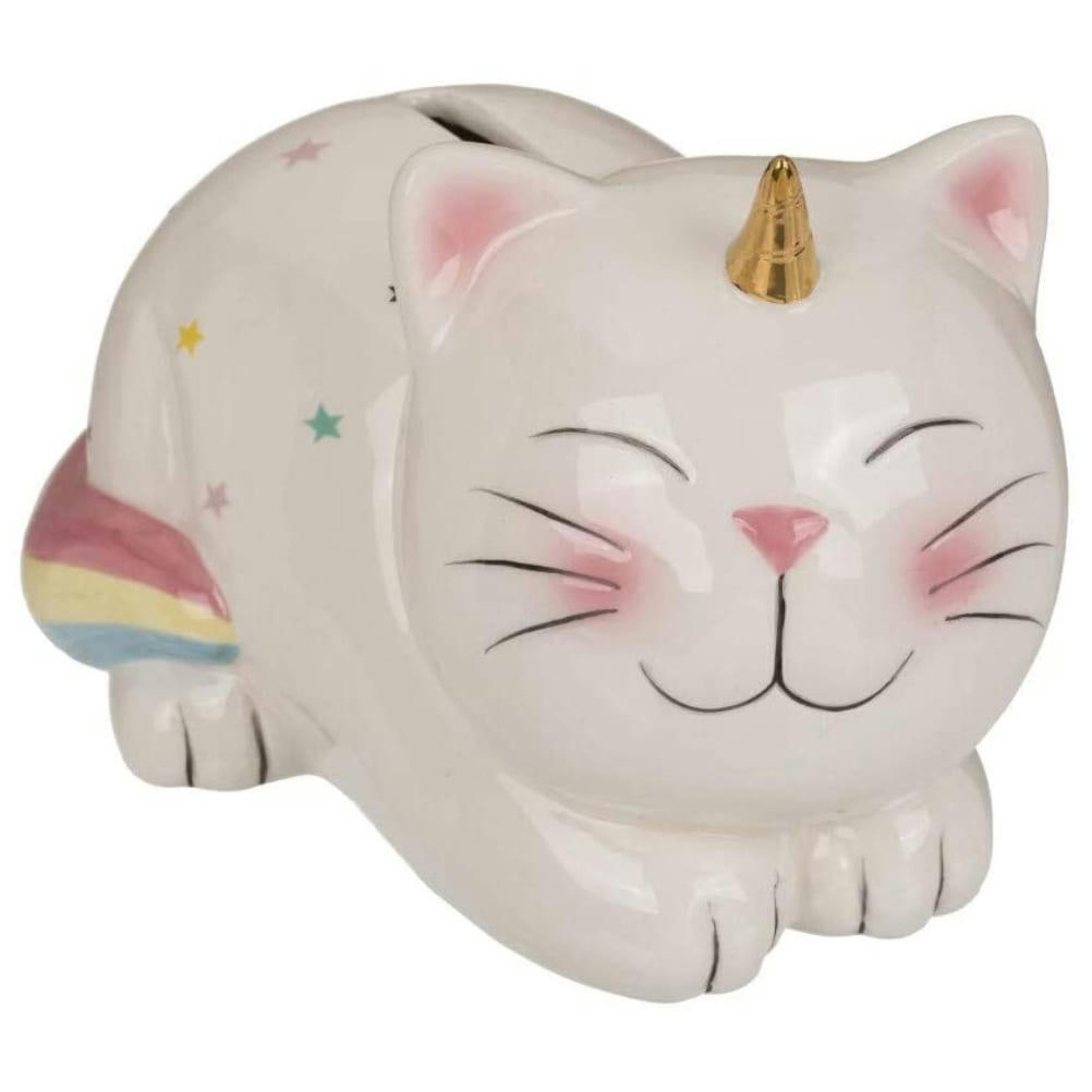 CHAT - Tirelire chat licorne H12cm