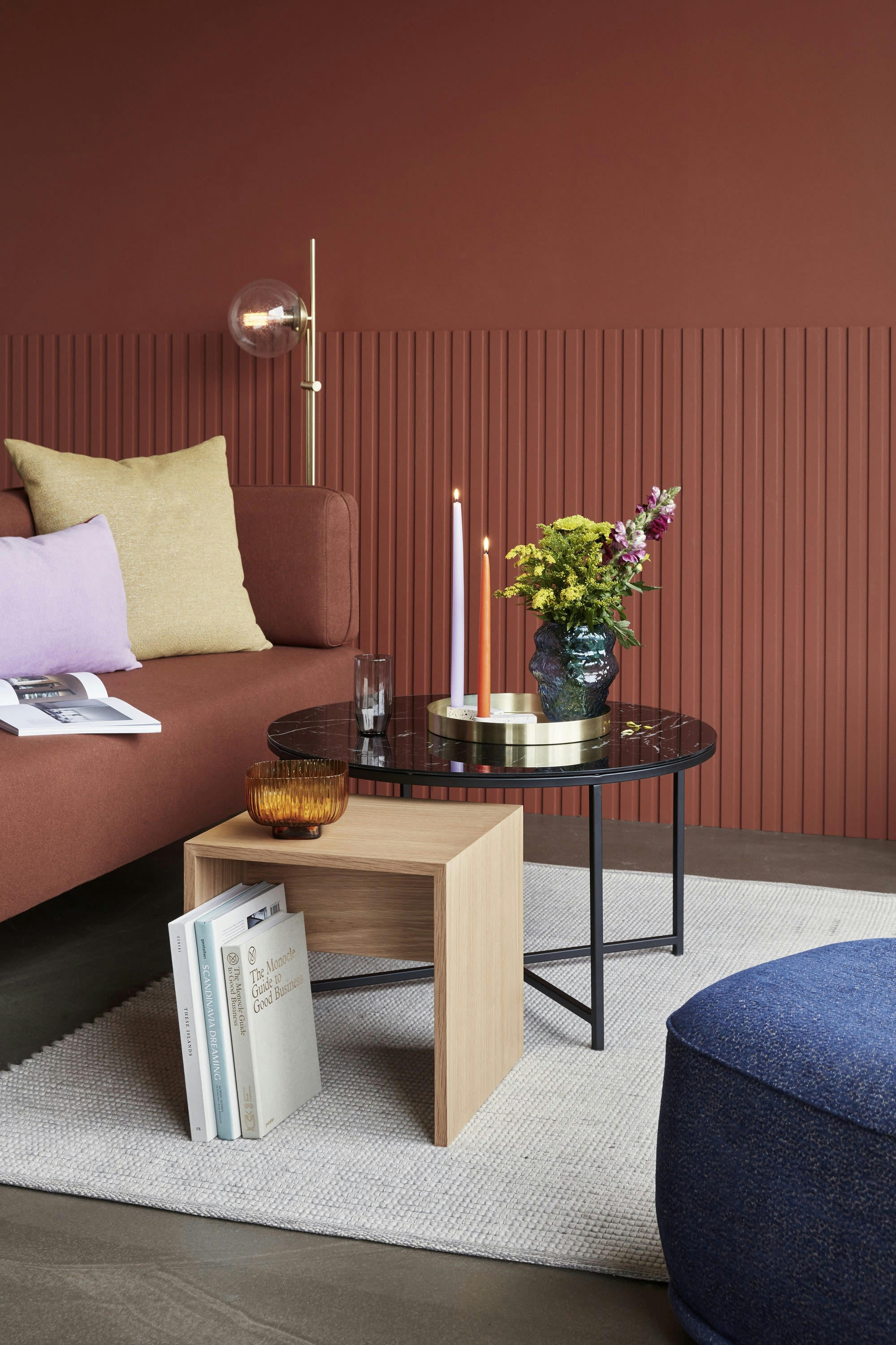 BLOCK - Canapé 3 places en tissu orange