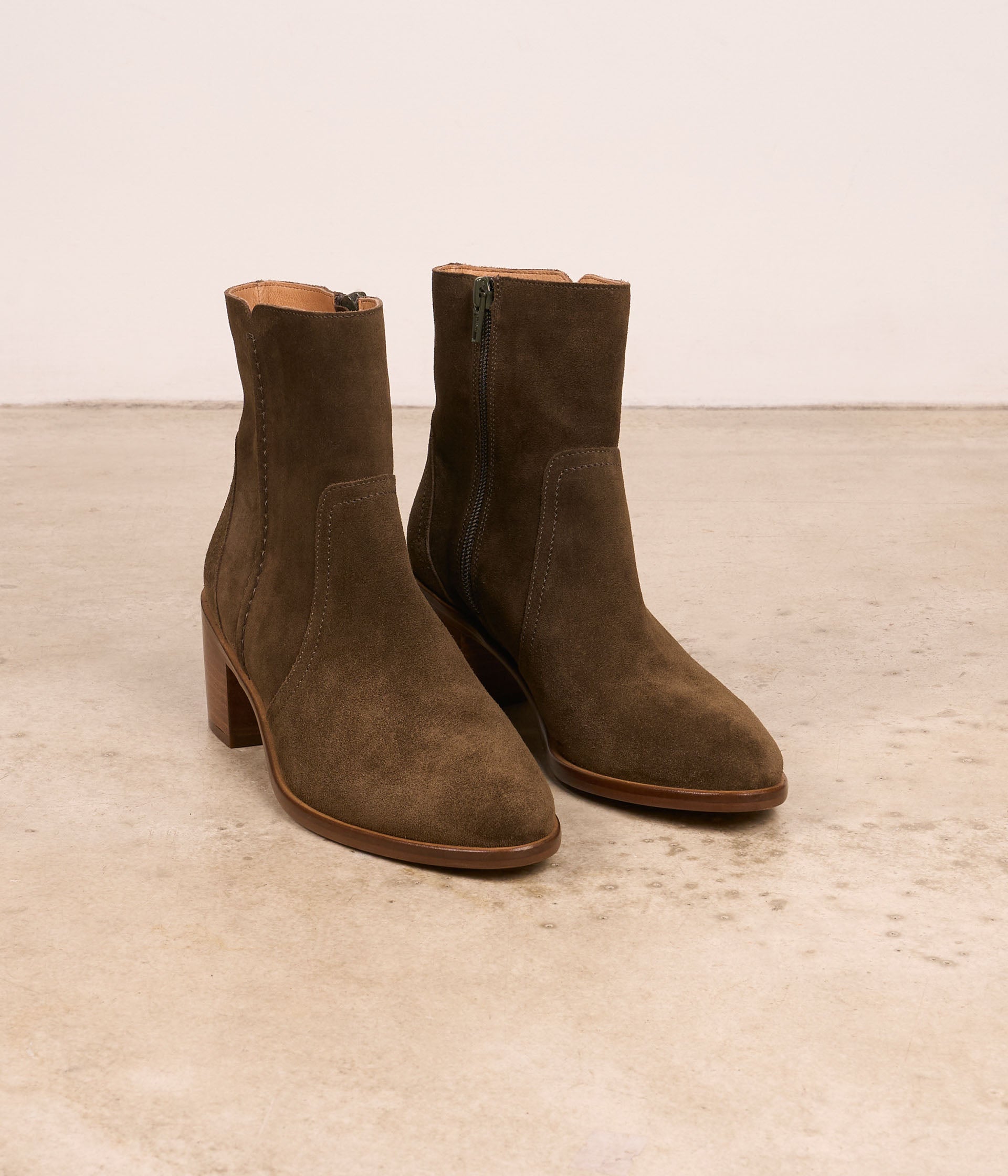 Boots velours kaki Sansa