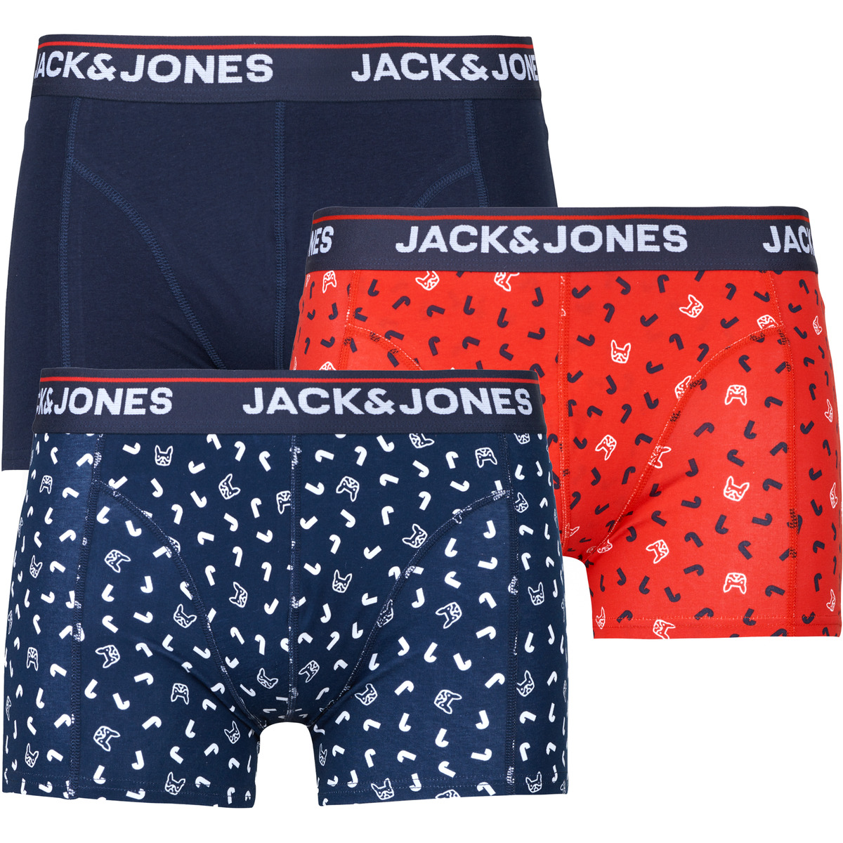 Jack & Jones - JACDOG LOGO TRUNKS X3 - Red / Marine