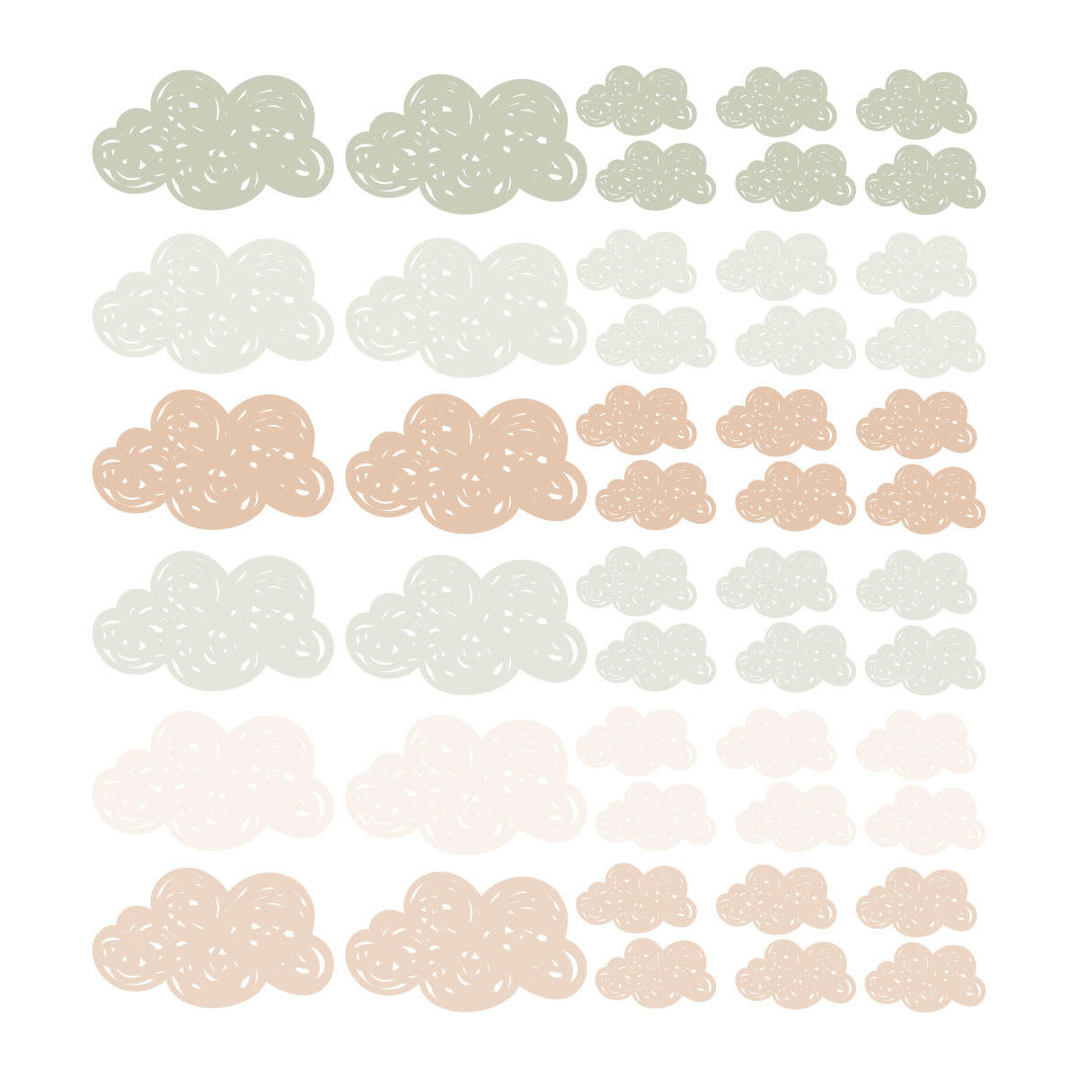 CLOUDS - Stickers muraux en vinyle petits nuages vert et beige