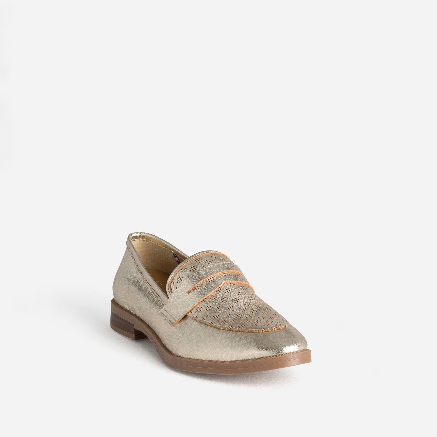Mocassin ERAM FLEX doré cuir perforé