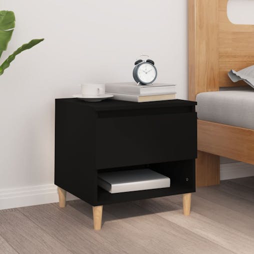 NNEVL Bedside Table Black 50x46x50 cm Engineered Wood