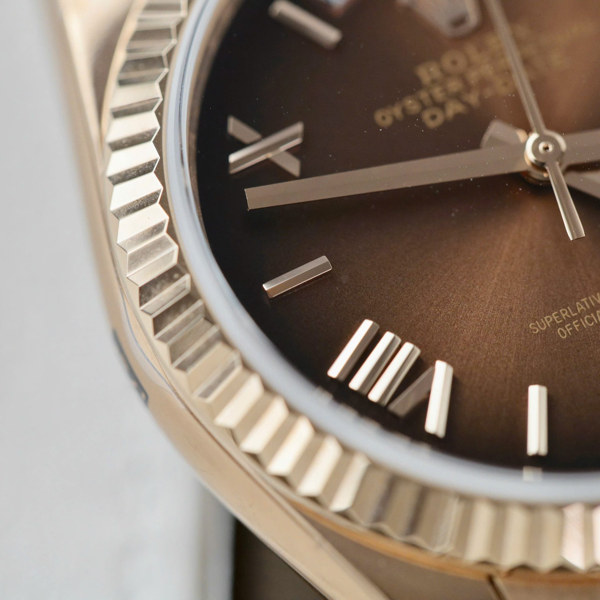 Rolex Day-Date 128235 RG Plated Ombre Brown Dial 36mm Super Clone
