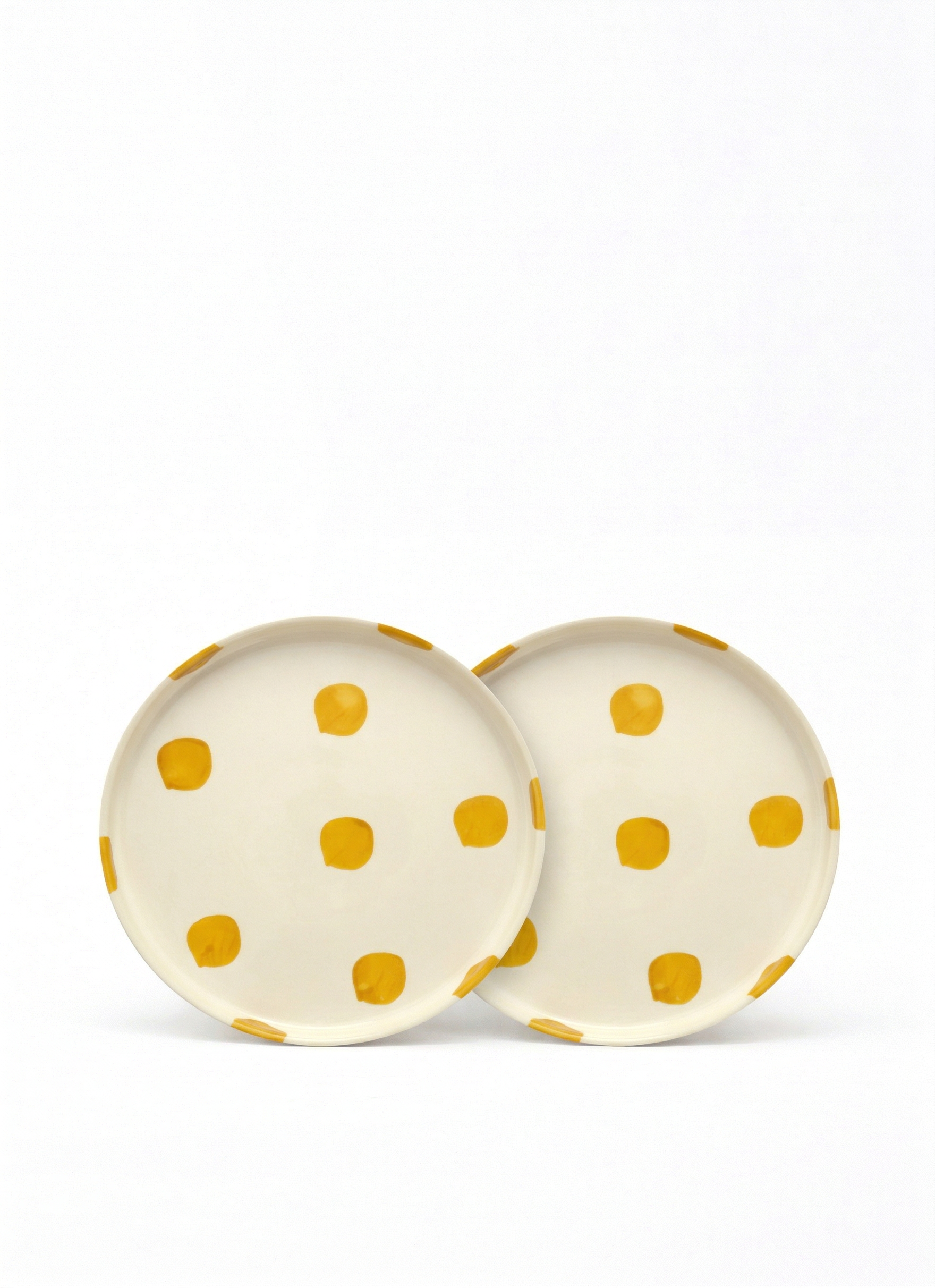 vtwonen - Lunchbord - Stippen - Geel - Set van 2 - Keramiek - 20cm
