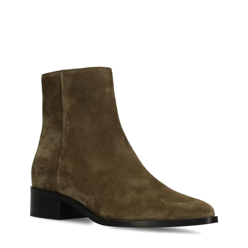 Manfield Groene suède enkellaarsjes