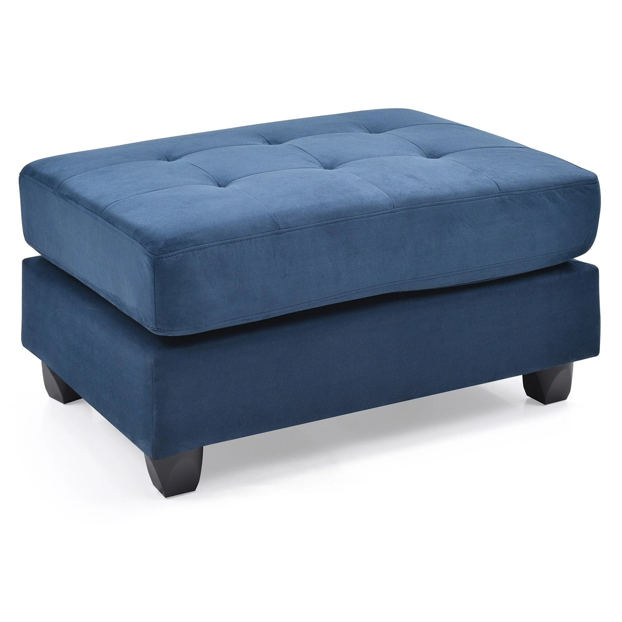 Upholstered Tufted Ottoman - 38 - Dark Blue