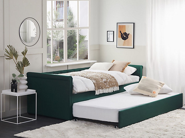Lit gigogne Tissu LIBOURNE 90 x 200 cm Vert foncé