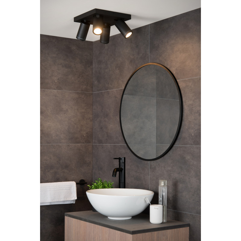 Spot pour salle de bain Taylor noir dimmable GU10 4 x 5 W LUCIDE